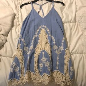 Baby blue and white lace dress